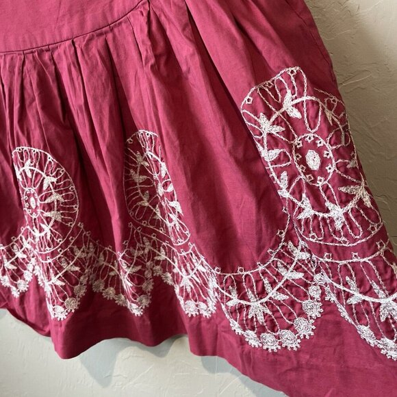 Y2K A Line Embroidered Boho Pink Women’s 6 90s Knee Midi Retro Bright Cute Color - Picture 5 of 8